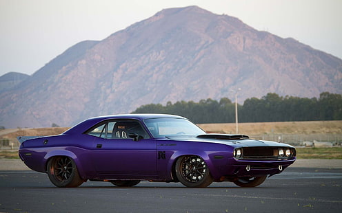 Dodge Challenger, muscle car, 1970, custom, purple, HD wallpaper HD wallpaper