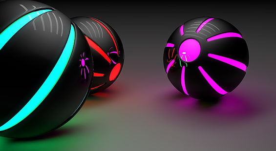 発光球、芸術、3D、色、ボール、発光、球、発光、 HDデスクトップの壁紙 HD wallpaper