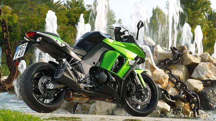Kawasaki Z1000, zielono-czarny motocykl sportowy, motocykle, 1920x1080, kawasaki, kawasaki z1000, Tapety HD