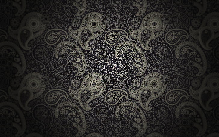 dark, pattern, gradient, vintage, Paisley, HD wallpaper
