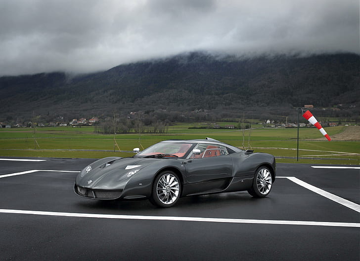 Spyker Cars, coupé negro, autos, spyker, autos de lujo, gris, asfalto, lujo, Fondo de pantalla HD