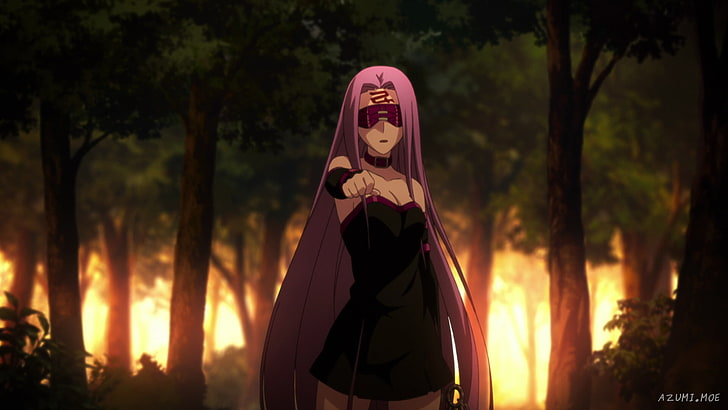 Fate/Stay Night: Unlimited Blade Works, Rider (Fate/Stay Night), purple hair, fantasy weapon, Fate Series, HD wallpaper