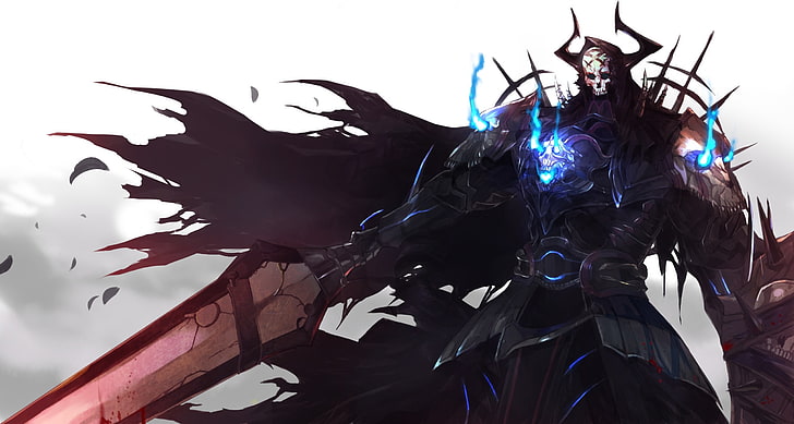 king hassan, fate grand order, big sword, skull, armor, cape, Anime, HD wallpaper