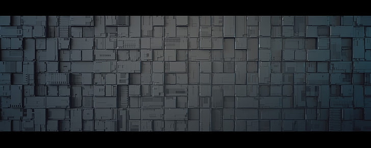 white and black concrete bricks, wall, HD wallpaper