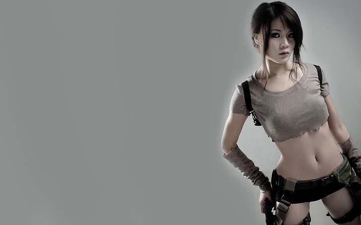 Lara Croft cosplay, game, lara croft, tomb raider, girls, model, beauty, women, cosplay, HD wallpaper