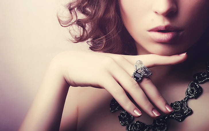 Menina, anéis de pedras preciosas, colares, jóias, Menina, anéis de pedras preciosas, anéis, colares, jóias, HD papel de parede