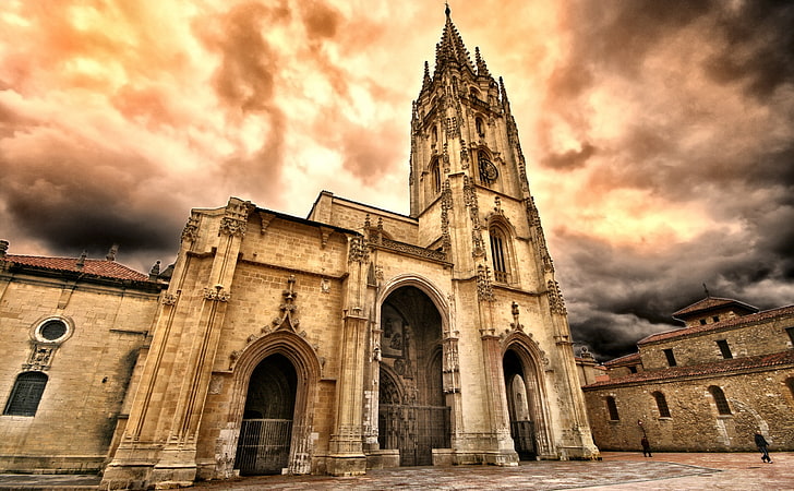 Oviedo Cathedral, brown concrete cathedral, Architecture, Spain, asturias, benquerencia, jlmieza, oviedo, reinante, HD wallpaper