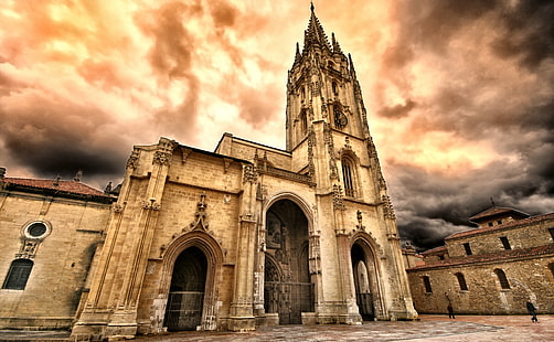 Катедрала Овиедо, катедрала от кафяв бетон, Архитектура, Испания, Астурия, Бенкеренсия, Жлмиеза, Овиедо, Ренанте, HD тапет HD wallpaper