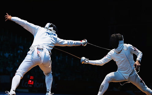 Paolo Pizzo compite contra Ka Ming Leung, Londres, atleta, olimpiadas, esgrima, Fondo de pantalla HD HD wallpaper