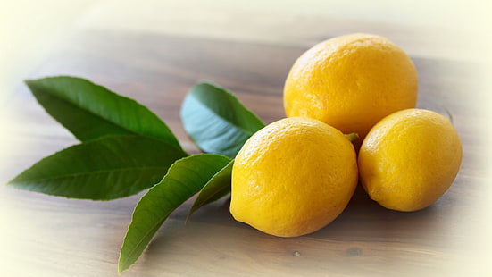 три лимонови плода, храна, лимони, плодове, HD тапет HD wallpaper