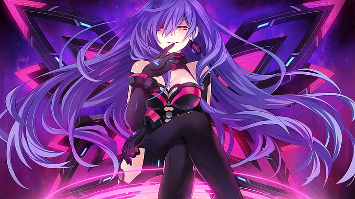 Hyperdimension Neptunia, purple hair, Tsunako, Iris Heart, HD wallpaper