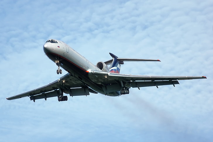white airplane, The plane, Tu-154, Tupolev, Aeroflot, HD wallpaper