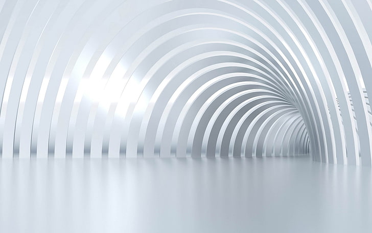 серый бетонный тоннель, абстракция, цифровое искусство, 3D, HD обои