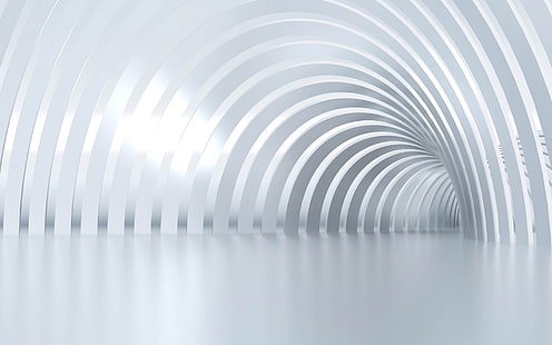 серый бетонный тоннель, абстракция, цифровое искусство, 3D, HD обои HD wallpaper