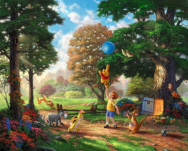 Disney, Familie, Fantasy, Kinkade, Pooh, Thomas, Winnie, HD-Hintergrundbild HD wallpaper