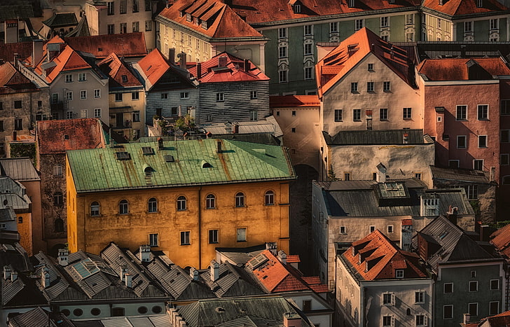 paysage urbain, vue aérienne, Bavière, Passau, Allemagne, Fond d'écran HD