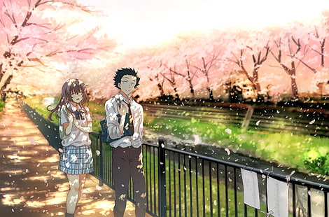 Koe no Katachi., Исида Шоя, Nishimiya Shōko, аниме девушки, аниме мальчики, HD обои HD wallpaper