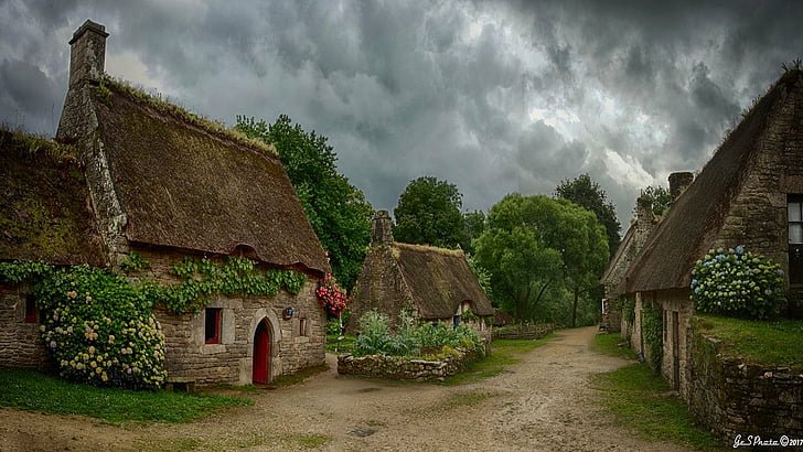 Man Made, Cottage, Cloud, England, House, Thatched Roof, HD wallpaper
