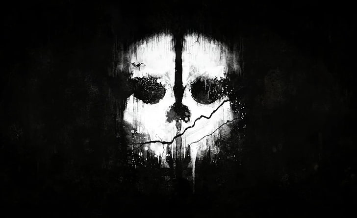 COD Ghosts ، رسم توضيحي للجمجمة باللونين الرمادي والأسود ، ألعاب ، Call Of Duty، خلفية HD