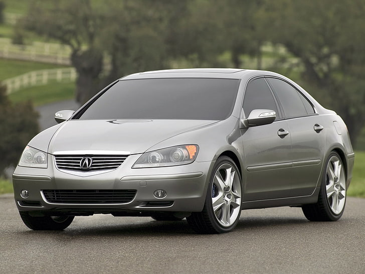 gray Acura sedan, acura, rl, concept, gray metallic, front view, cars, nature, asphalt, HD wallpaper