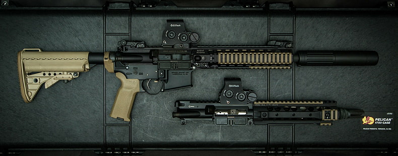AR-15, ปืนไรเฟิลจู่โจม, ปืนไรเฟิลสีดำ, ปืน, วอลล์เปเปอร์ HD HD wallpaper