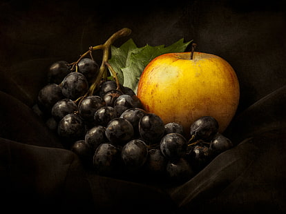 grapes, food, apples, fruit, HD wallpaper HD wallpaper