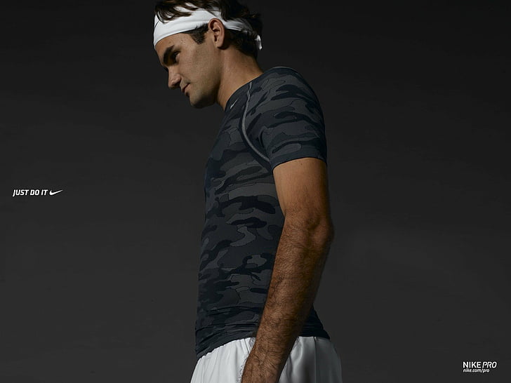 advertising, federer, logo, nike, poster, product, products, roger, shoes, sports, tennis, HD wallpaper