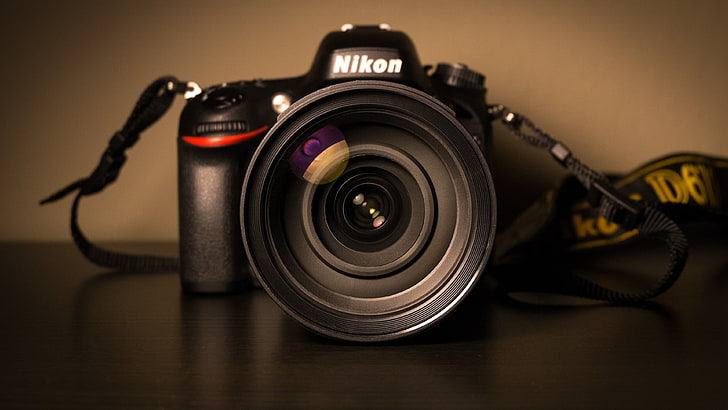 черный Nikon DSLR камера, Nikon, объектив, макро, камера, HD обои
