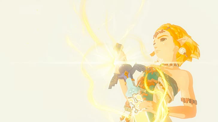 Zelda (Twilight Princess), The Legend of Zelda: Air Mata Kerajaan, cahaya hangat, warna-warna hangat, Master Sword, Wallpaper HD