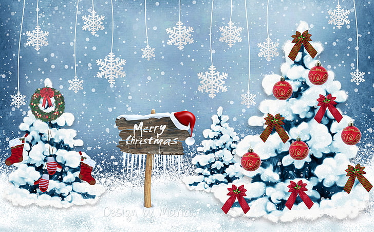 Merry Christmas 2014, Merry Christmas illustration, Holidays, Christmas, Snow, Holiday, Celebrate, merry christmas, christmas tree, decorations, 2014, HD wallpaper