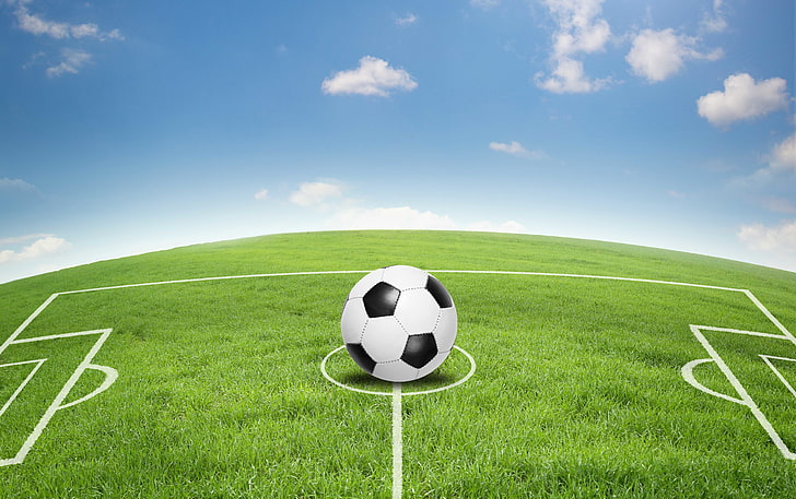 ilustração de bola de futebol branco, o céu, abstração, serenidade, futebol, a bola, arte, centro, estádio, campo de futebol, papel de parede., campo de futebol, OLE-OLE-OLE-OLE, HD papel de parede