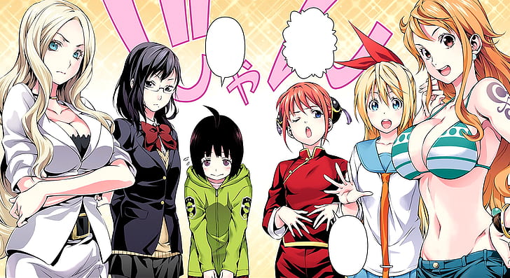 аниме, Shonen Jump, Irina Jelavic, Shimizu Kiyoko, Kagura, Nami, Amatori Chika, HD тапет