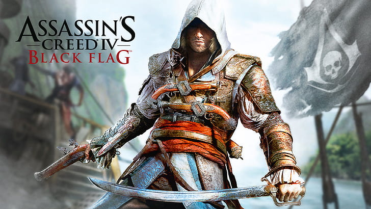Assassins Creed Black Flag, noir, assassins, creed, drapeau, Fond d'écran HD