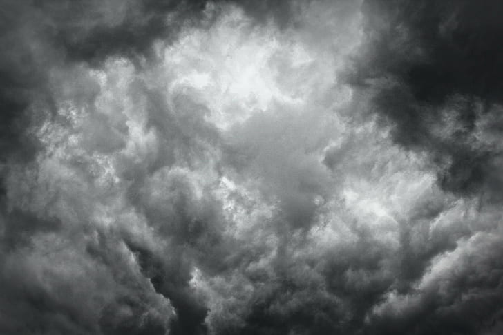 clouds, dark clouds, foreboding, gray, grey, grim, overcast, rainy clouds, stormy clouds, turbulent clouds, HD wallpaper