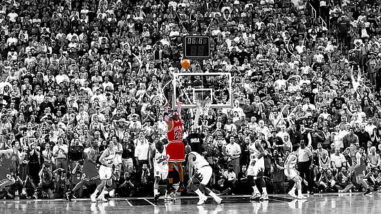 Menschenmenge Basketball Michael Jordan selektive Färbung 1366 x 768 Sport Basketball HD Art, Basketball, Menschenmenge, HD-Hintergrundbild HD wallpaper