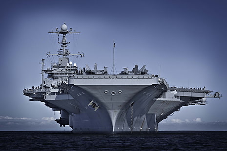 灰色の金属の軍艦、空母、アメリカ人、原子、ジョージワシントン、USS、CVN-73、タイプ、「ジョージワシントン」、「ニミッツ」、 HDデスクトップの壁紙 HD wallpaper