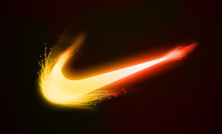 Лога, Nike, известна спортна марка, тъмно, искри, лого, nike, известна спортна марка, тъмно, искри, HD тапет