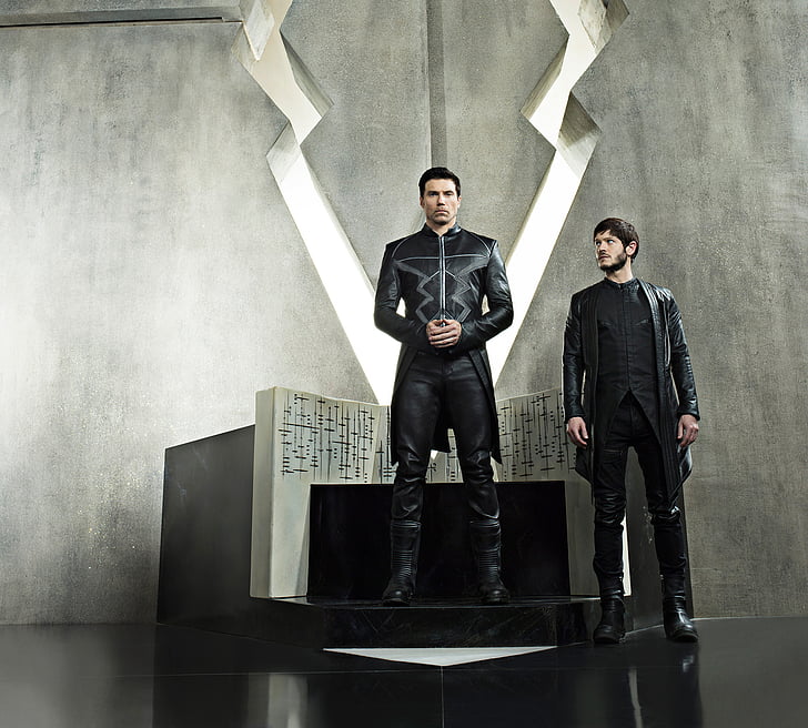 men's black leather suit screenshot, Inhumans, Anson Mount, Black Bolt, Iwan Rheon, Maximus, HD wallpaper