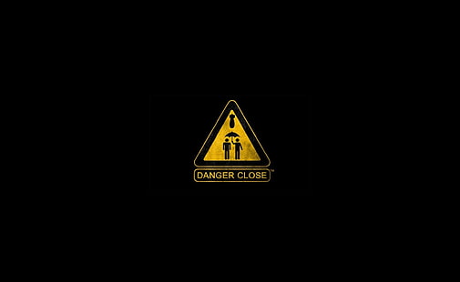 Znak ostrzegawczy, ilustracja logo Danger Close, zabawny, znak, ostrzeżenie, Tapety HD HD wallpaper