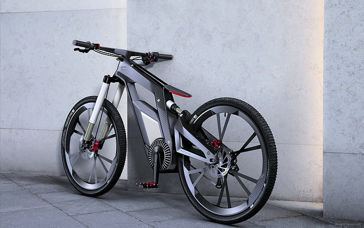 Audi, Bicycle, Carbon Fiber, cgi, Modern, tiles, vehicle, HD wallpaper