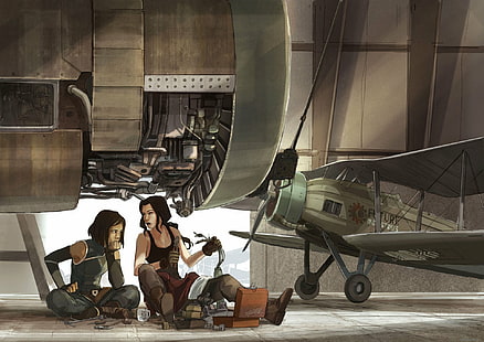 أفاتار (أنيمي) ، أفاتار: أسطورة كورا ، طائرة ، أسامي ساتو ، فتاة ، كورا (أسطورة كورا) ، موتور ، امرأة، خلفية HD HD wallpaper