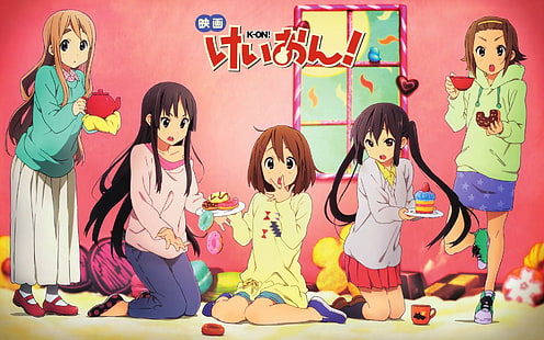 K-ON !, anime dziewczyny, Hirasawa Yui, Kotobuki Tsumugi, Tainaka Ritsu, Akiyama Mio, Nakano Azusa, Tapety HD HD wallpaper