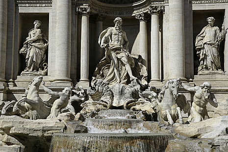 Фонтан Треви, Рим, Италия, Рим, скульптура, фонтан Треви, HD обои HD wallpaper