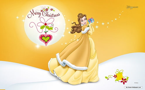 Beauty And The Beast, Cartoon, Christmas, Disney, HD wallpaper HD wallpaper