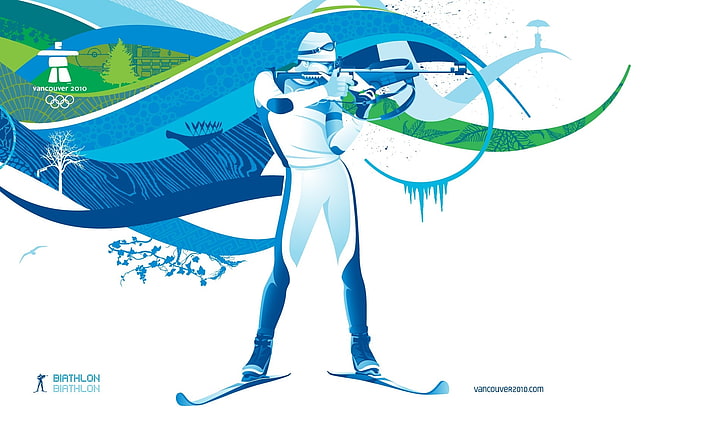 Biathlon, snow ski character wallpaper, Sports, Winter Olympic Games, biathlon, winter sport, HD wallpaper