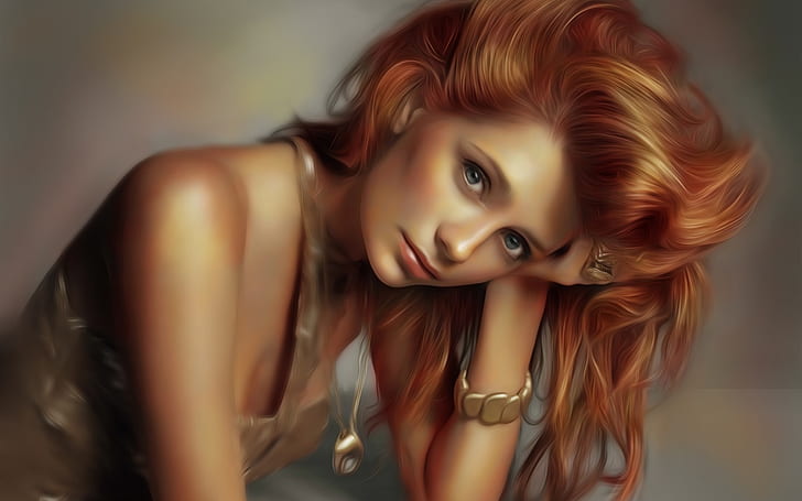 Mischa Barton, l'arte della pittura ragazza, capelli rossi, Mischa, Barton, arte, pittura, ragazza, rosso, capelli, Sfondo HD