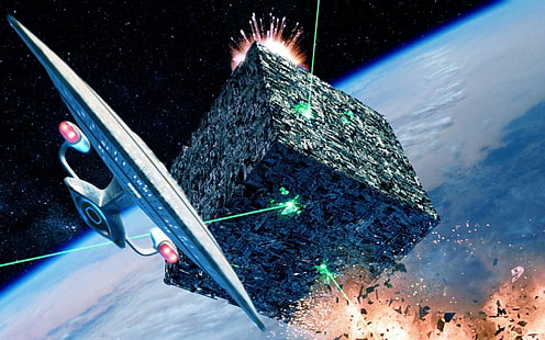 Jornada nas Estrelas, Jornada nas Estrelas: A Próxima Geração, O Coletivo Borg, USS Enterprise NCC-1701, HD papel de parede HD wallpaper