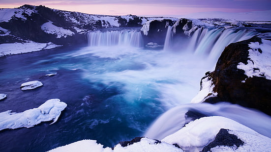 водопад годафосс, водопад, исландия, зима, годафосс, HD обои HD wallpaper