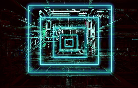 neon, blau, cyan, industriell, HD-Hintergrundbild HD wallpaper