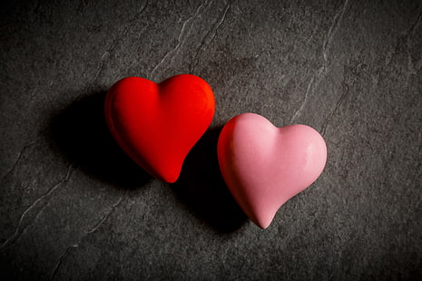 figurine a cuore rosso e rosa, amore, Sfondo HD HD wallpaper